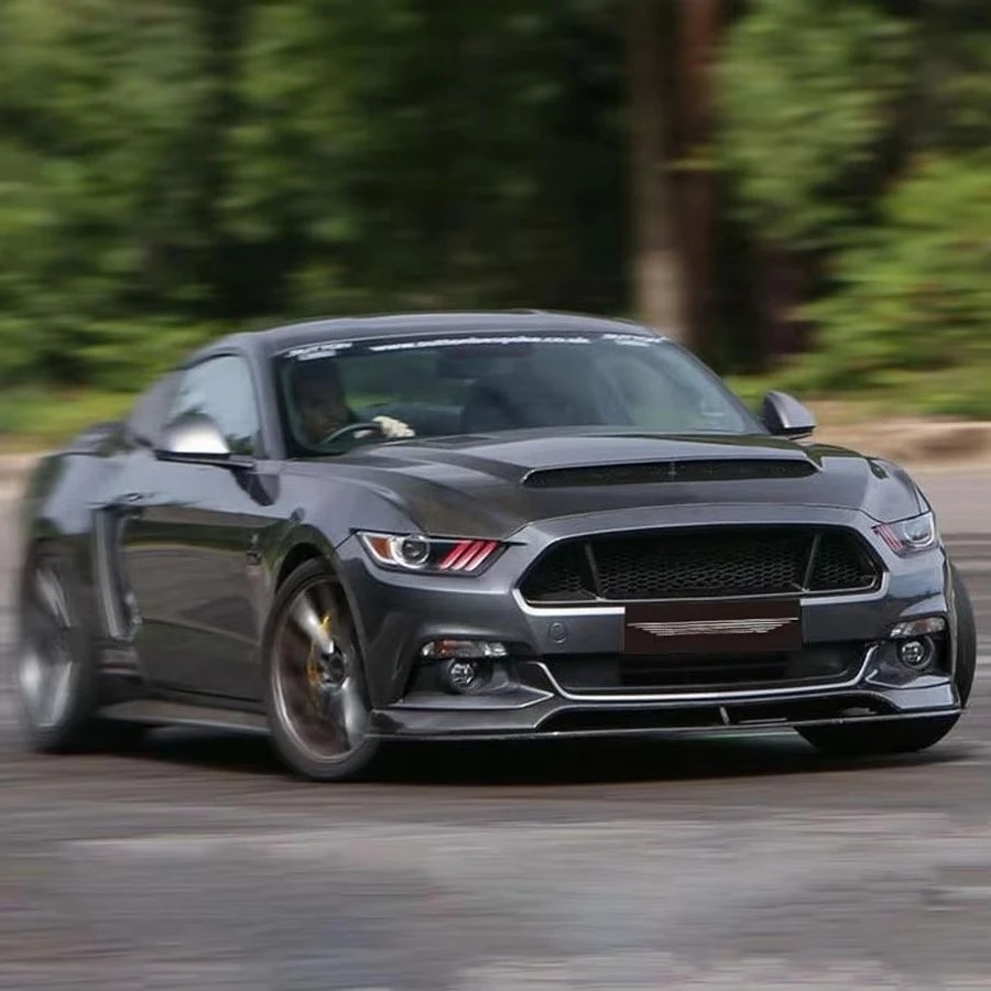 New Carbon Fiber Front Lip for  Mustang 2015-2017 AC Style Bumper Chin Splitter Body Kit Towing Hitch Cut-Outs 100%
